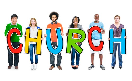 35330327 - diverse people holding text church