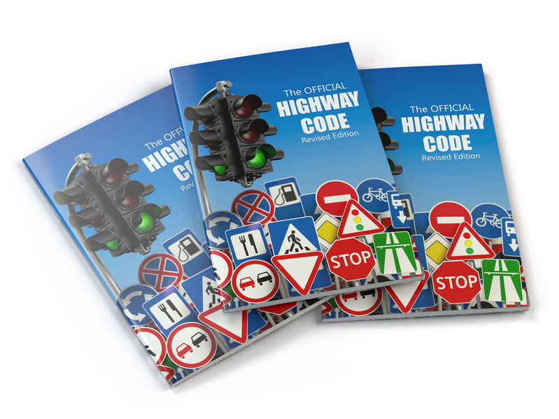 Highway code book.  Book of traffic rules and law with traffic r